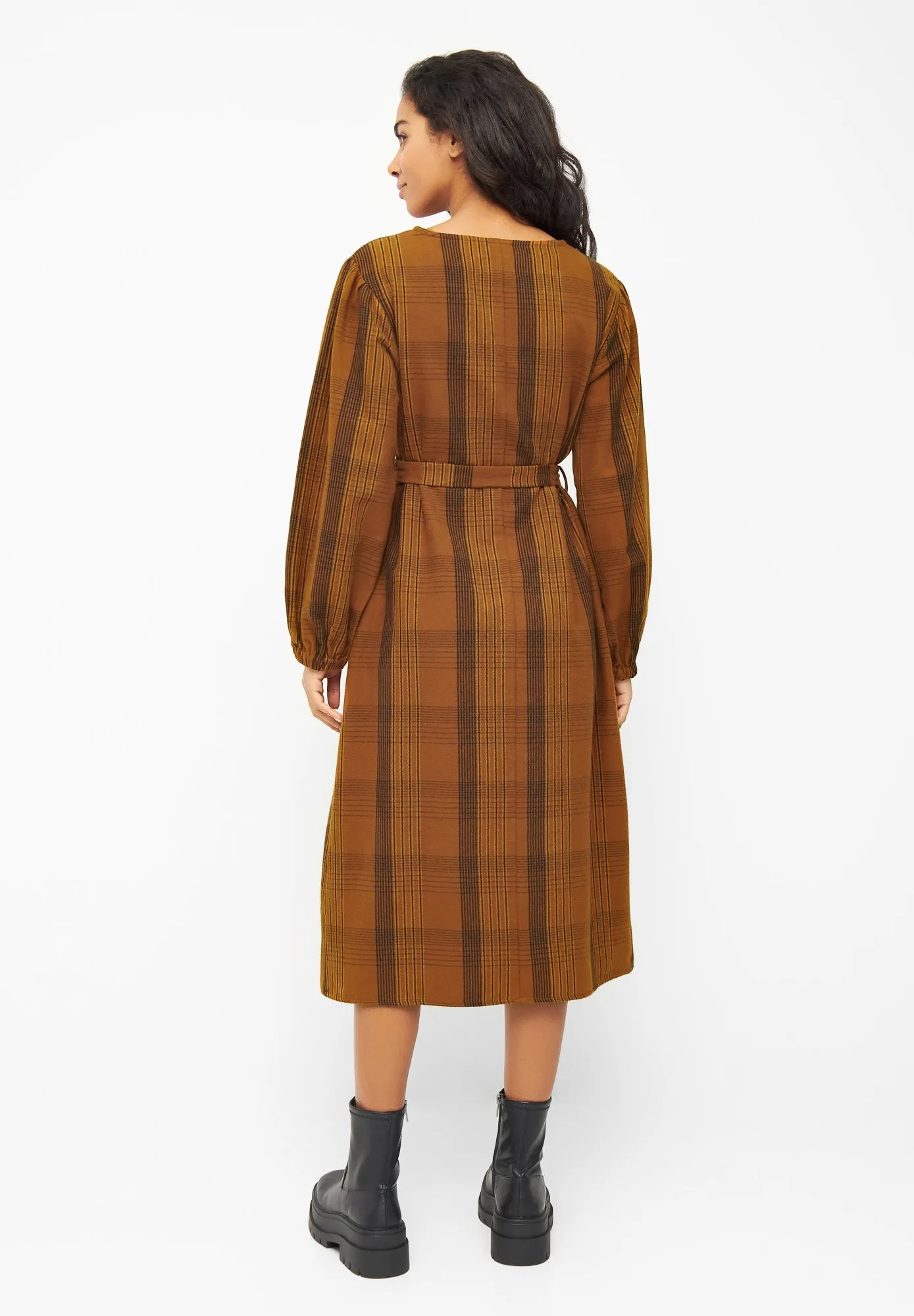 Organic Cotton Flannel Dress ALINE - Brown / Blue / Oak (Checked) Givn Berlin