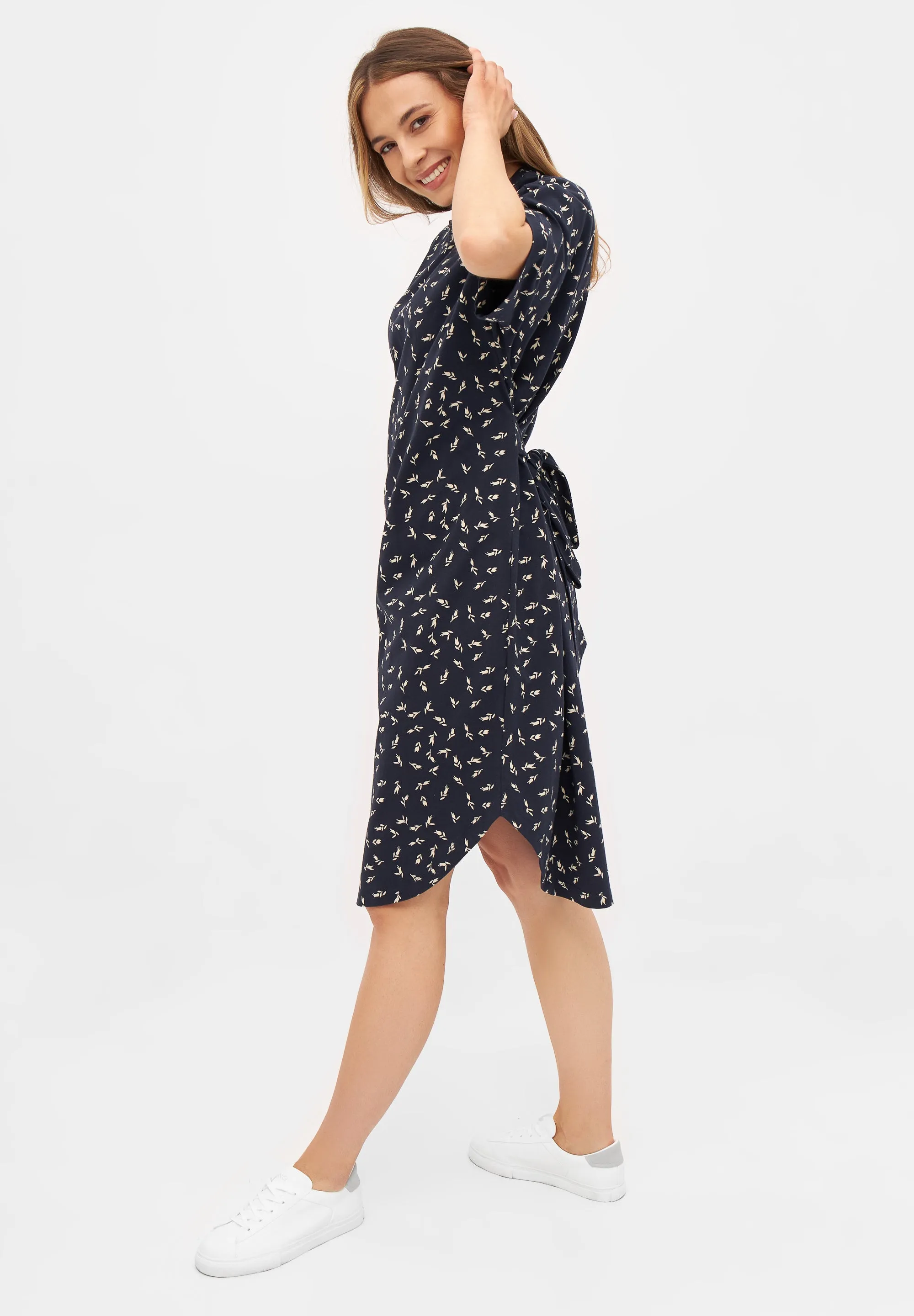Organic Cotton Jersey Dress LILOU - Midnight Blue (Blooms) Givn Berlin