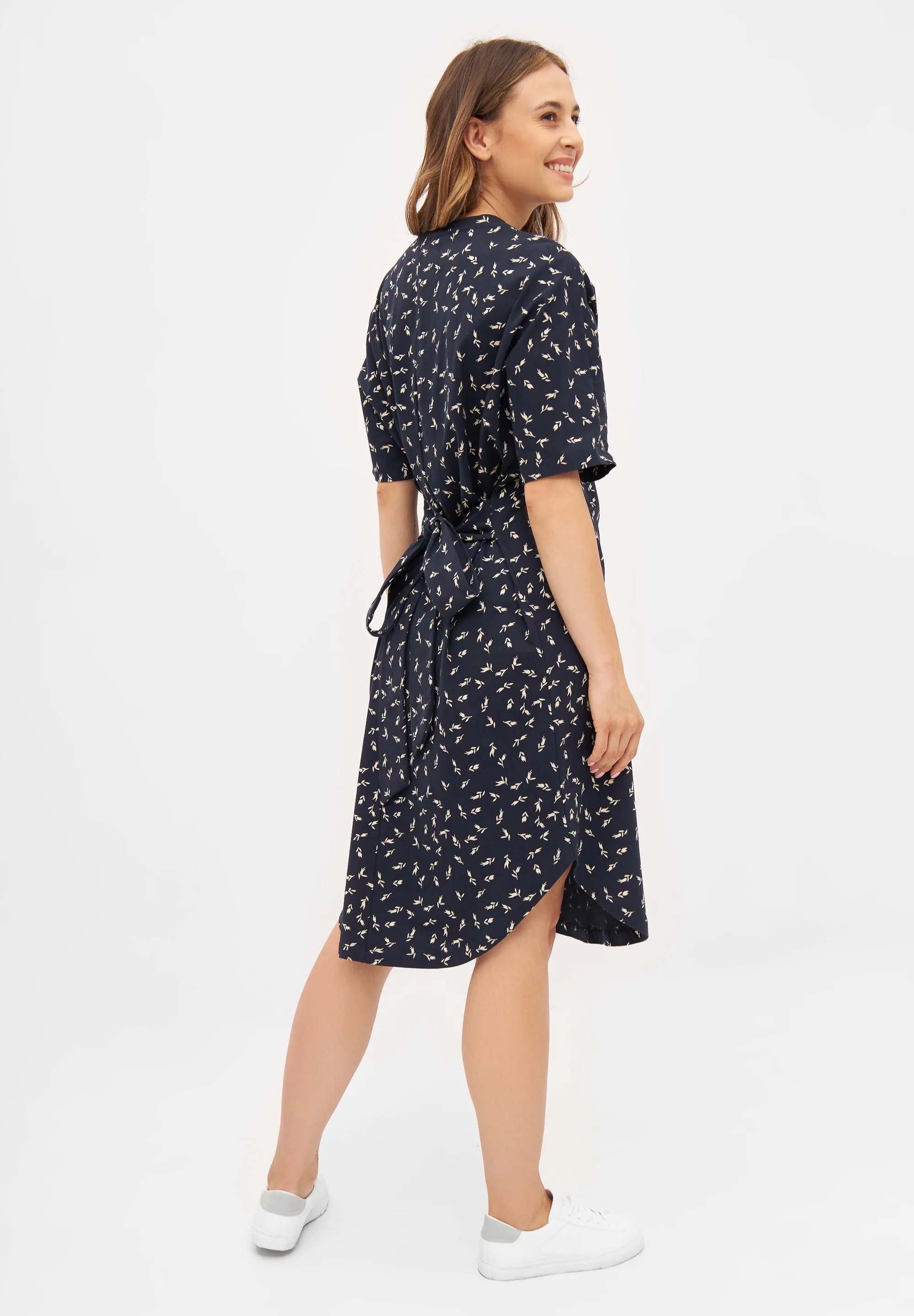 Organic Cotton Jersey Dress LILOU - Midnight Blue (Blooms) Givn Berlin
