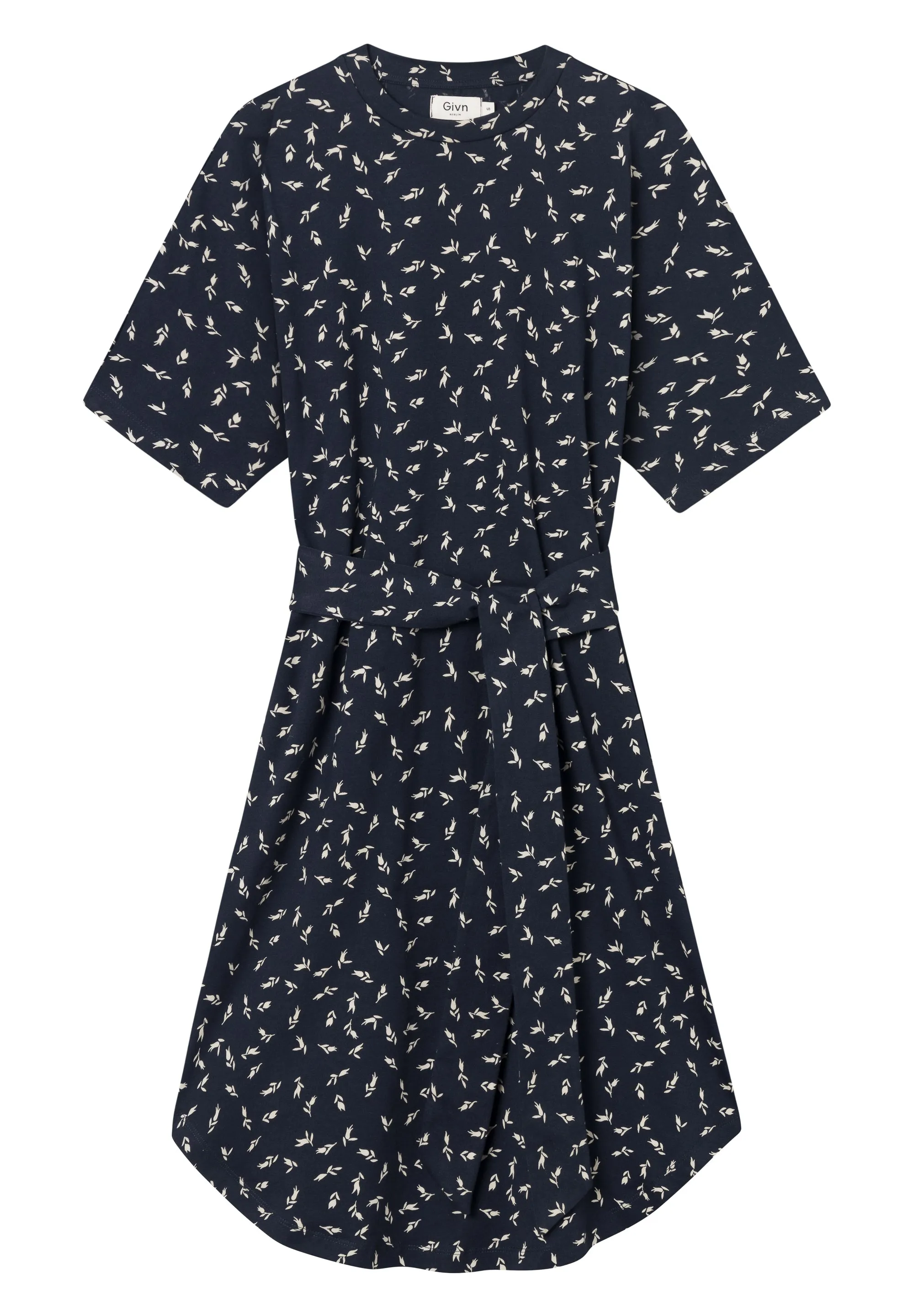 Organic Cotton Jersey Dress LILOU - Midnight Blue (Blooms) Givn Berlin