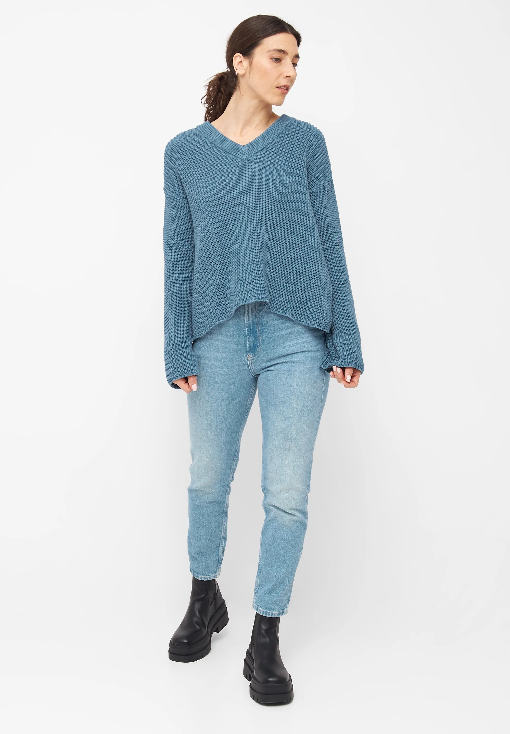 Organic Cotton Knit Sweater ELSA - Arctic Blue Givn Berlin