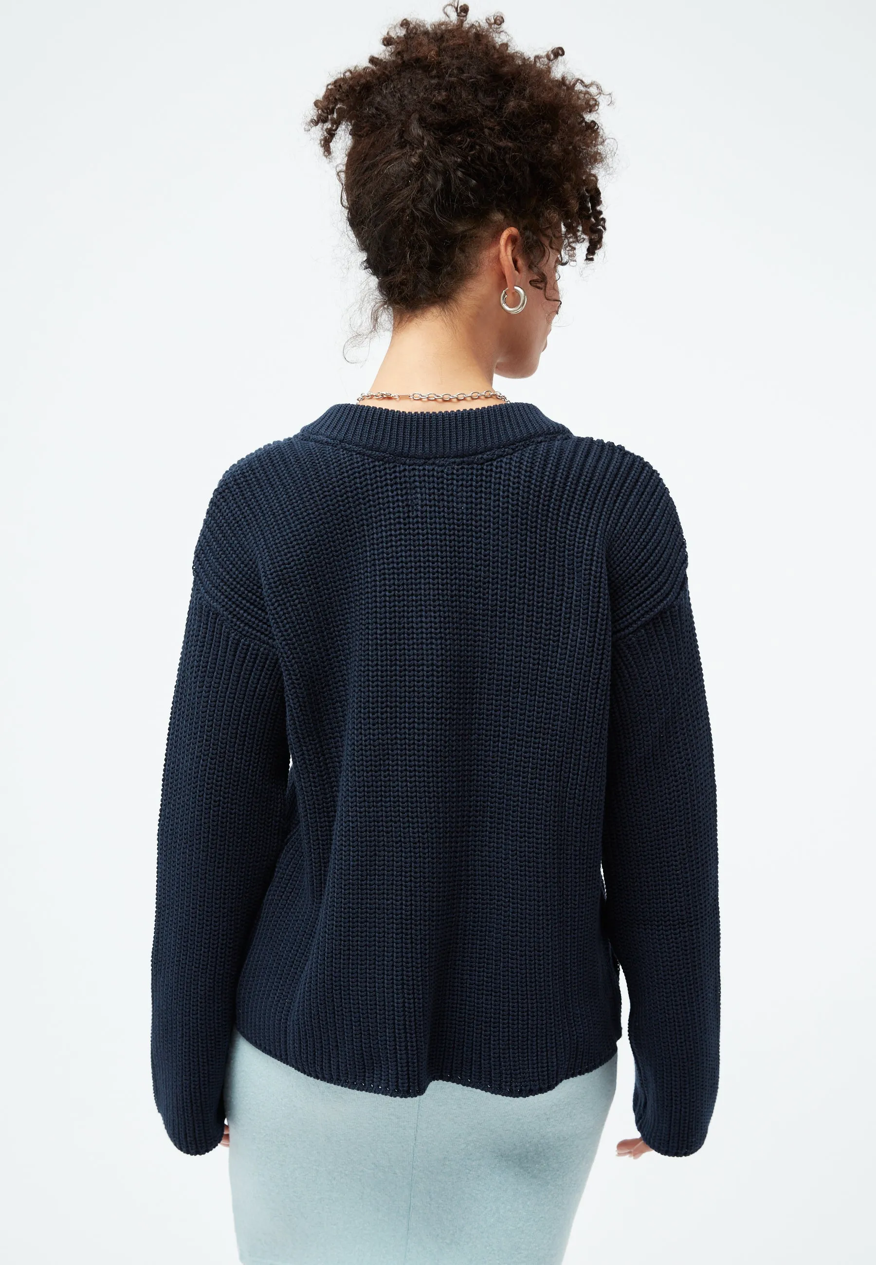 Organic Cotton Knit Sweater ELSA - Dark Blue Givn Berlin