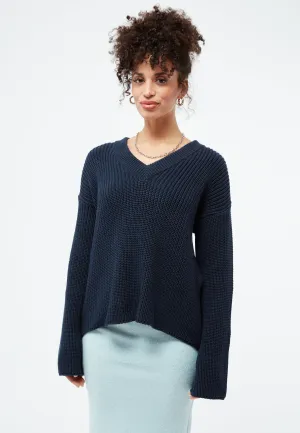 Organic Cotton Knit Sweater ELSA - Dark Blue Givn Berlin