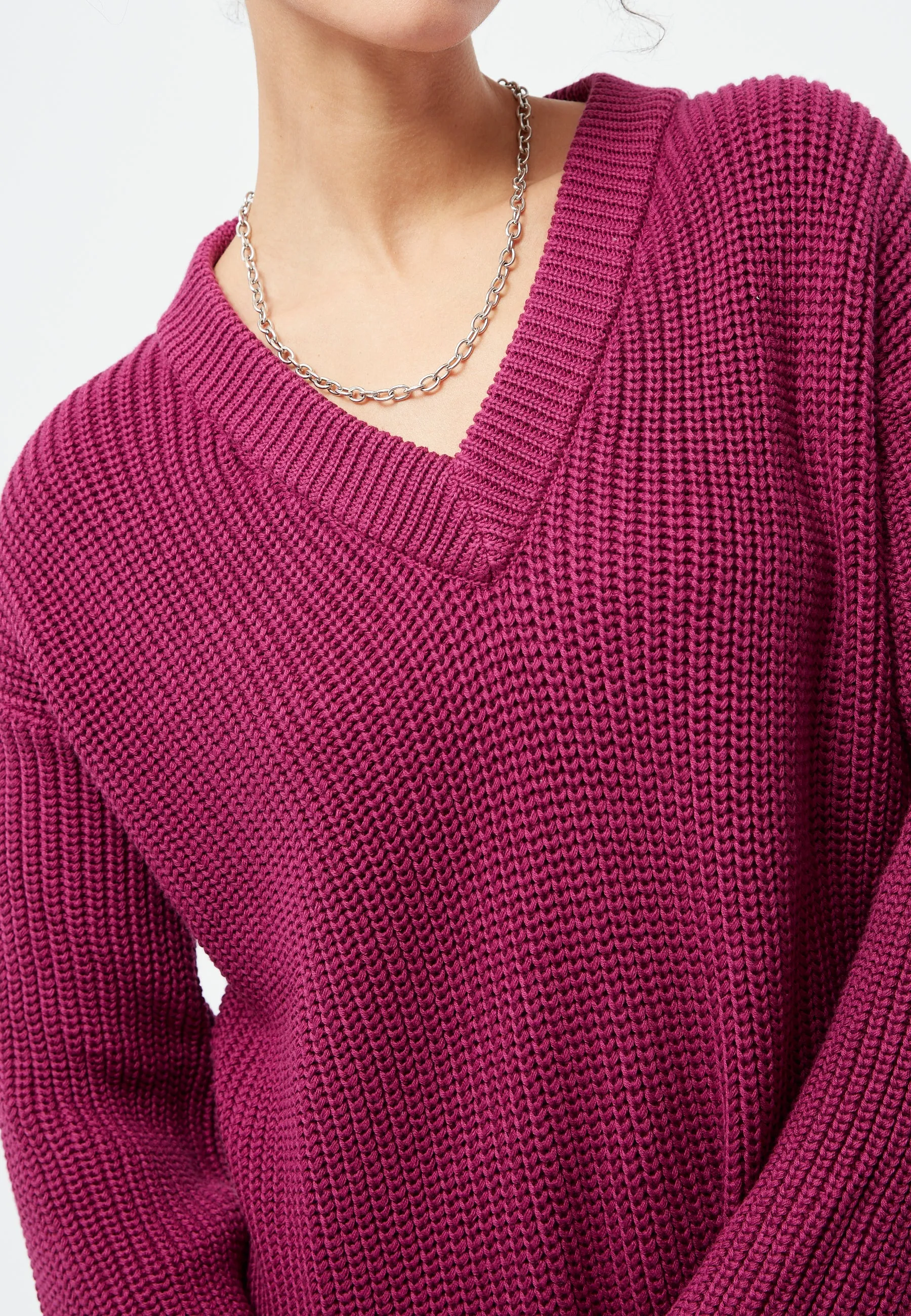 Organic Cotton Knit Sweater ELSA - Dark Pink Givn Berlin