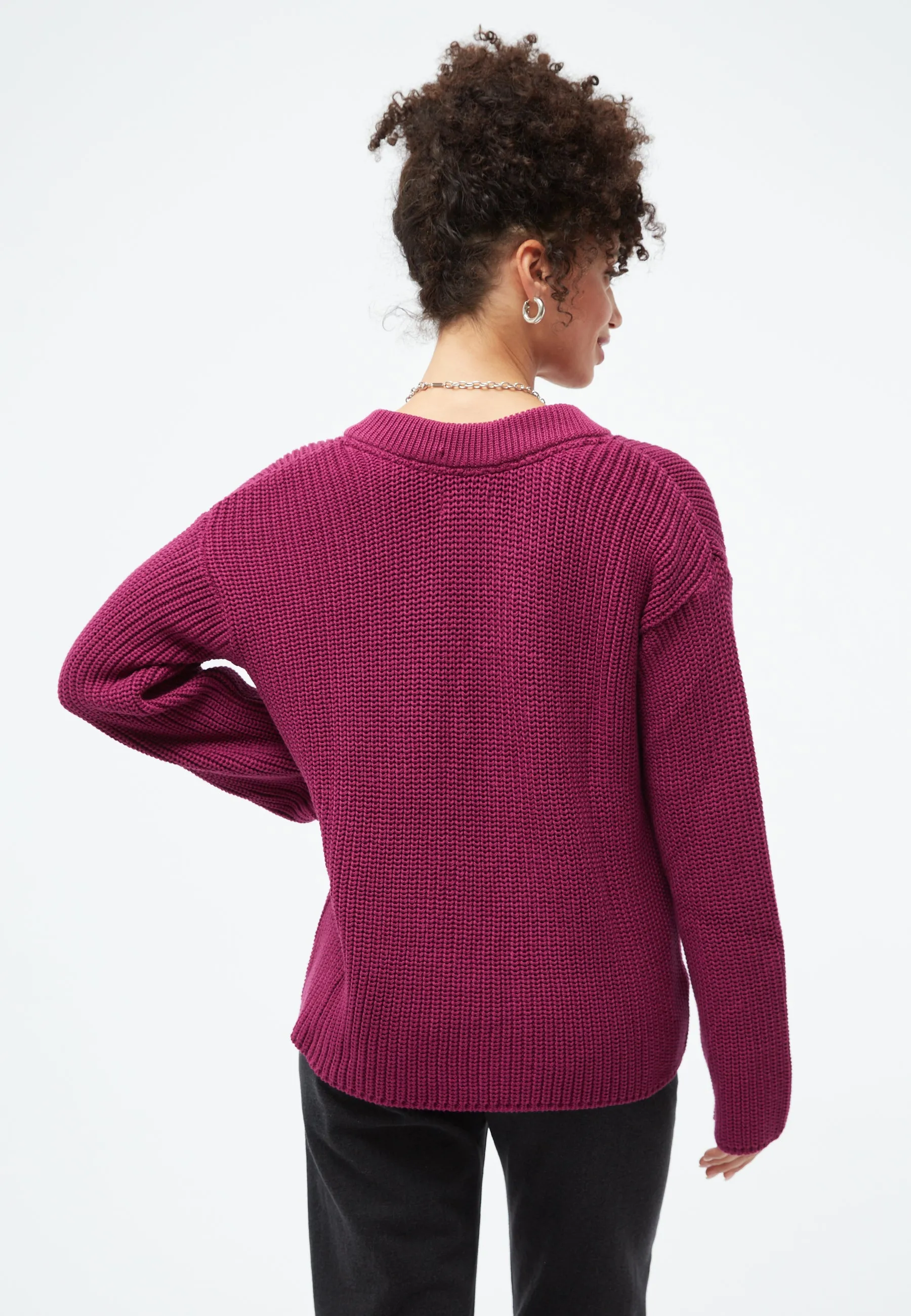 Organic Cotton Knit Sweater ELSA - Dark Pink Givn Berlin