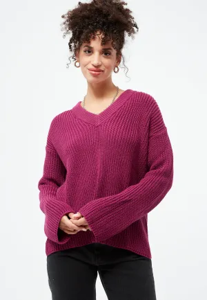Organic Cotton Knit Sweater ELSA - Dark Pink Givn Berlin