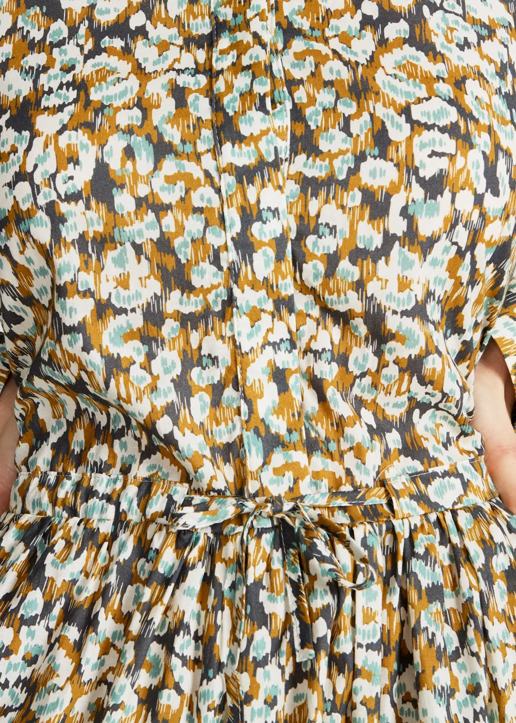 Organic Cotton Maxi Dress MARINA - Mint / Mustard (Pattern) Givn Berlin