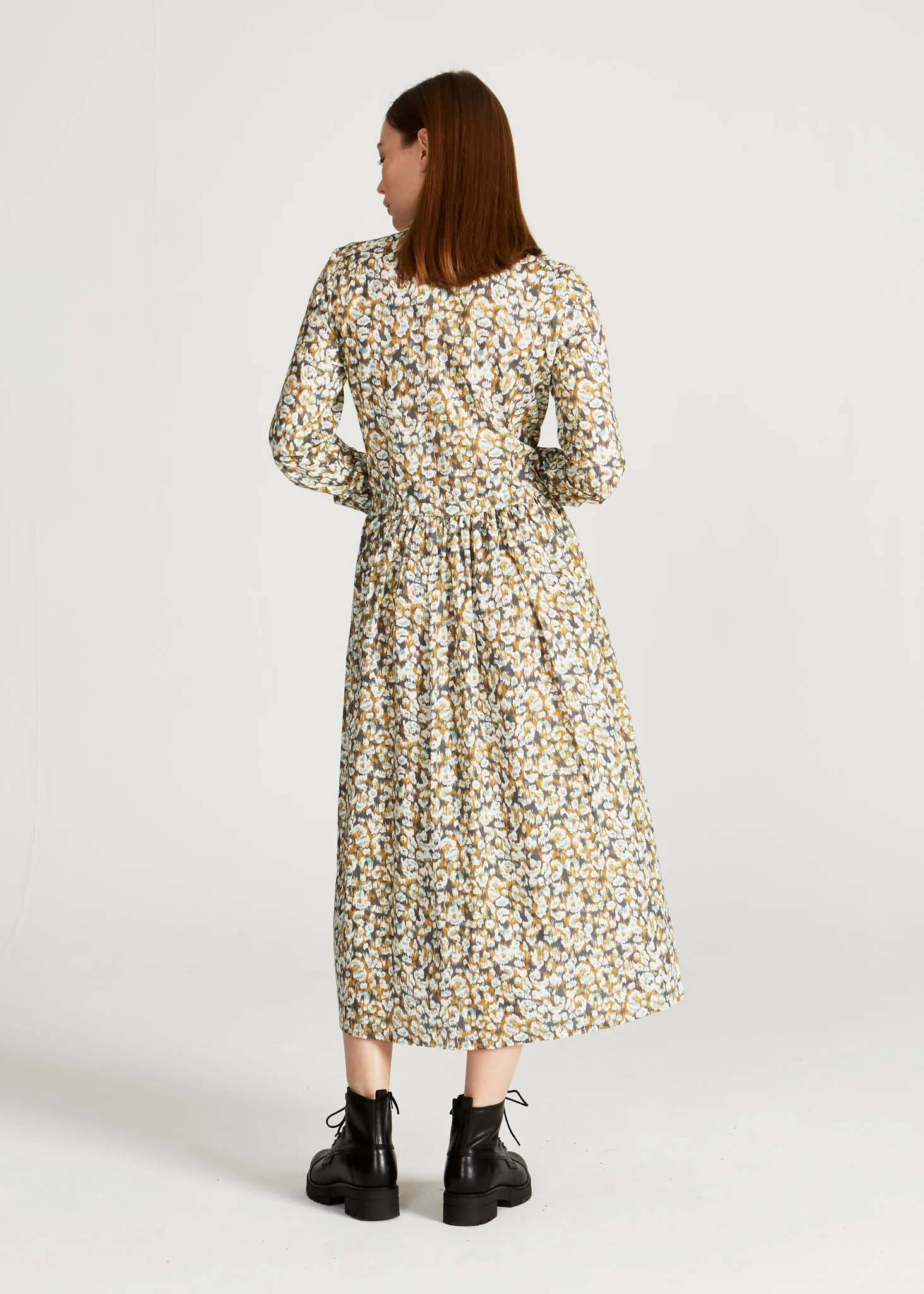 Organic Cotton Maxi Dress MARINA - Mint / Mustard (Pattern) Givn Berlin