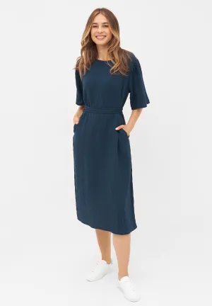 Organic Cotton Muslin Dress ALVA - Midnight Blue Givn Berlin