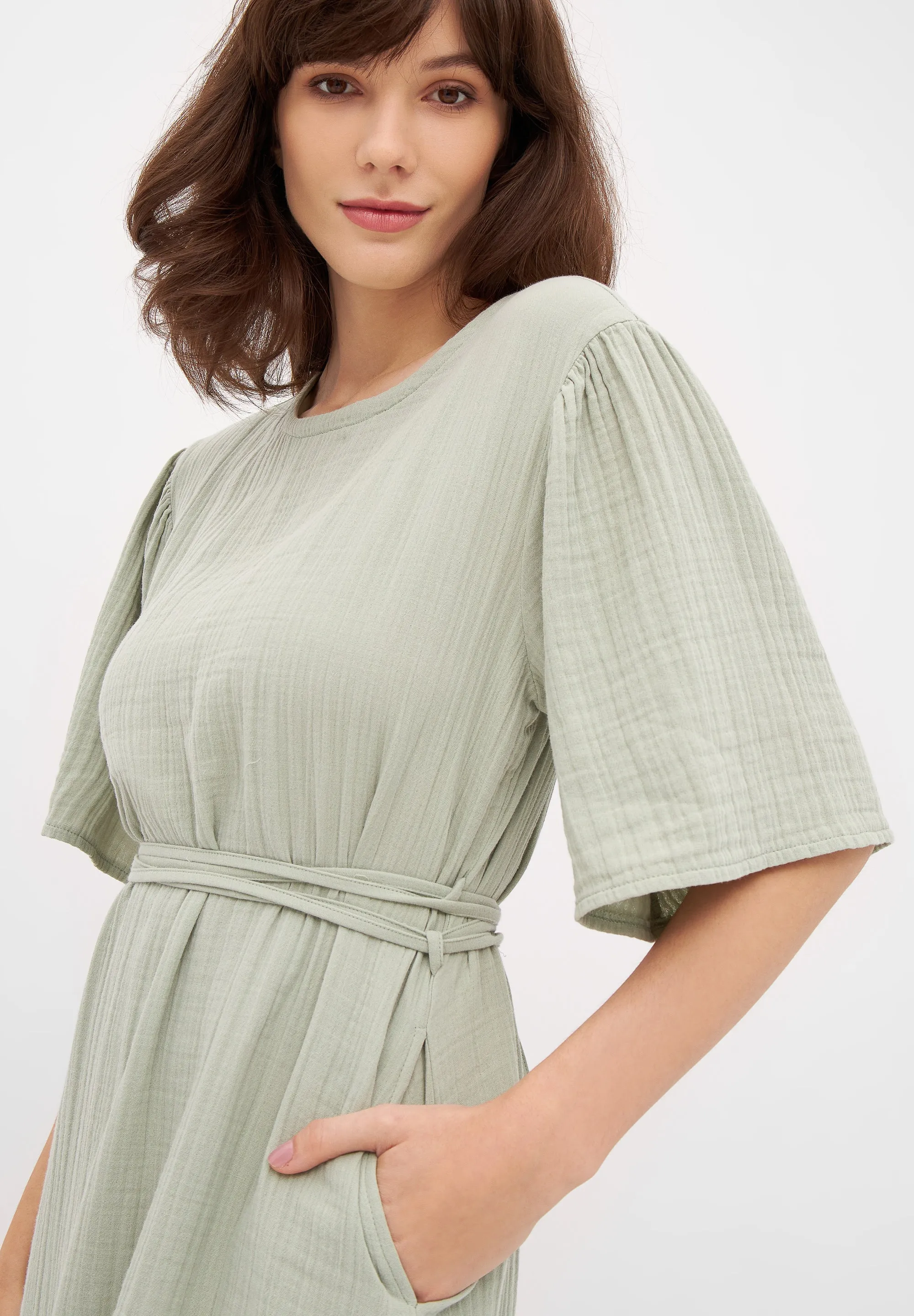 Organic Cotton Muslin Dress ALVA - Sage Givn Berlin