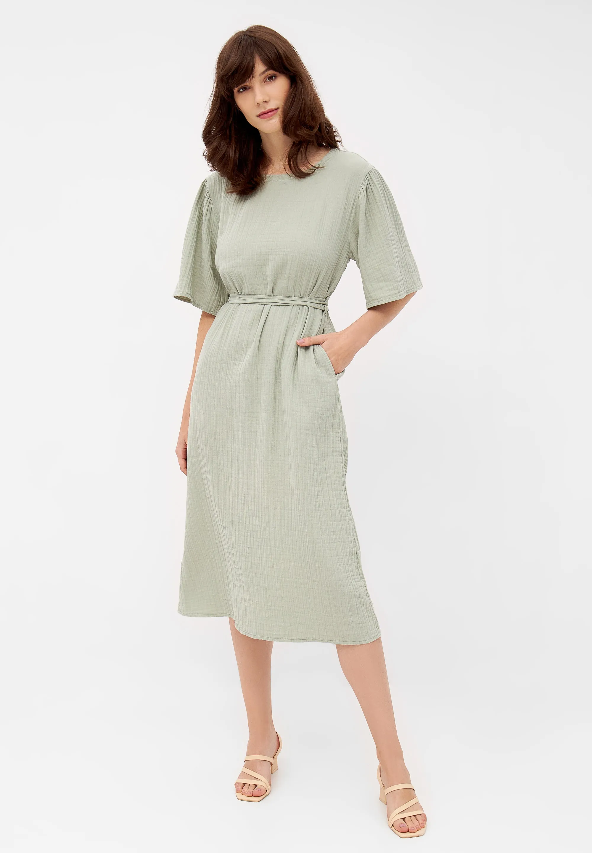 Organic Cotton Muslin Dress ALVA - Sage Givn Berlin