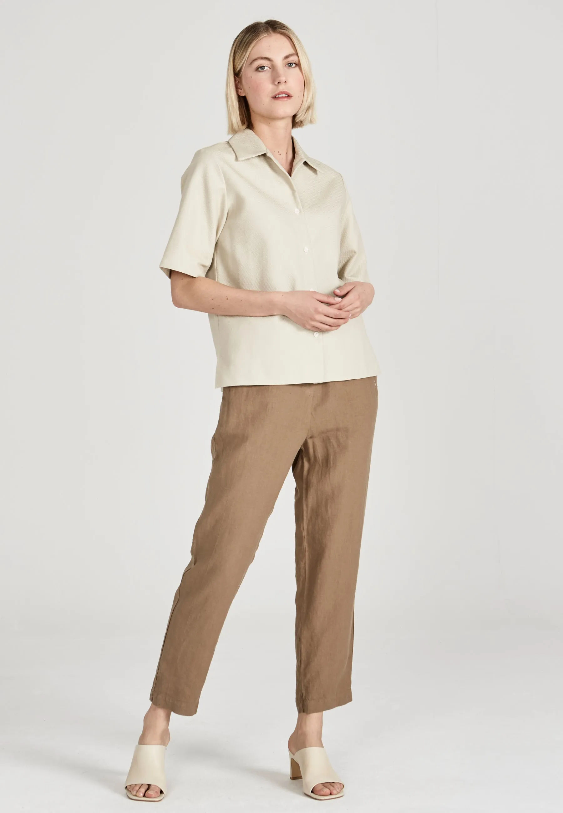 Organic cotton short sleeve blouse MADISON - Beige Givn Berlin