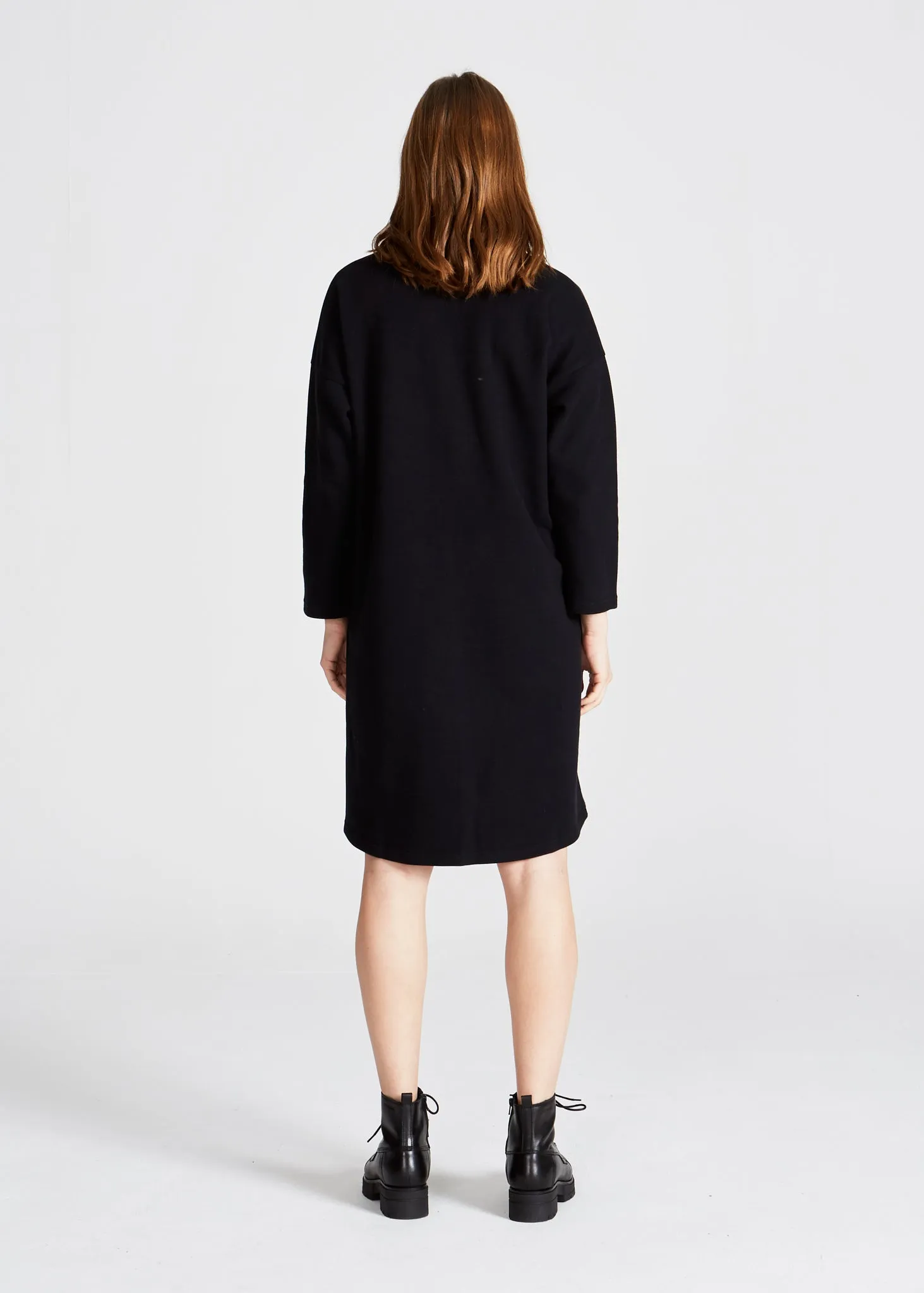 Organic Cotton Sweat Dress HELEN - Black (Structure) Givn Berlin