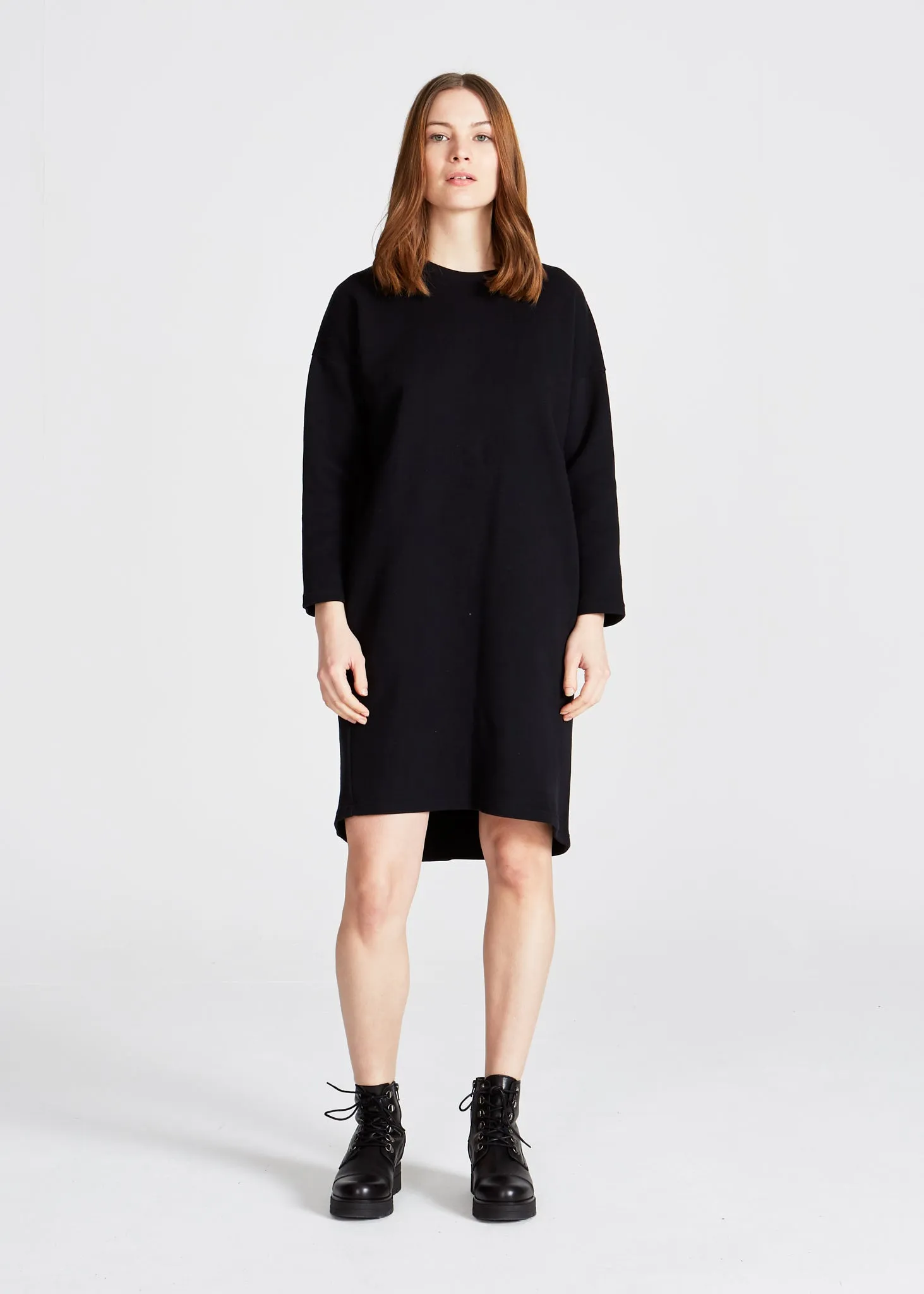 Organic Cotton Sweat Dress HELEN - Black (Structure) Givn Berlin