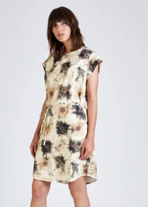 Organic Cotton T-Shirt Dress NARA - Beige / Black (Batik) Givn Berlin