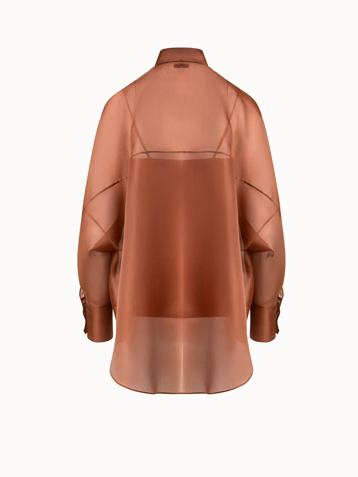 Oversized Semi-Sheer Silk Organza Shirt Blouse Akris