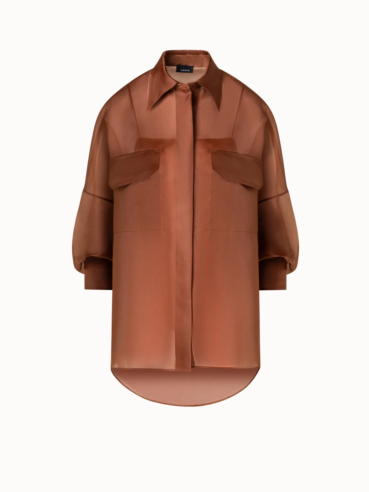 Oversized Semi-Sheer Silk Organza Shirt Blouse Akris
