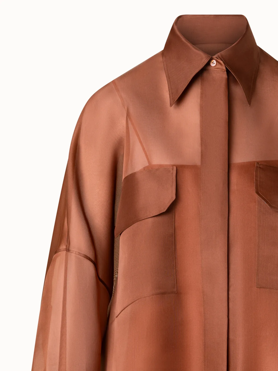 Oversized Semi-Sheer Silk Organza Shirt Blouse Akris