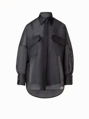 Oversized Semi-Sheer Silk Organza Shirt Blouse Akris