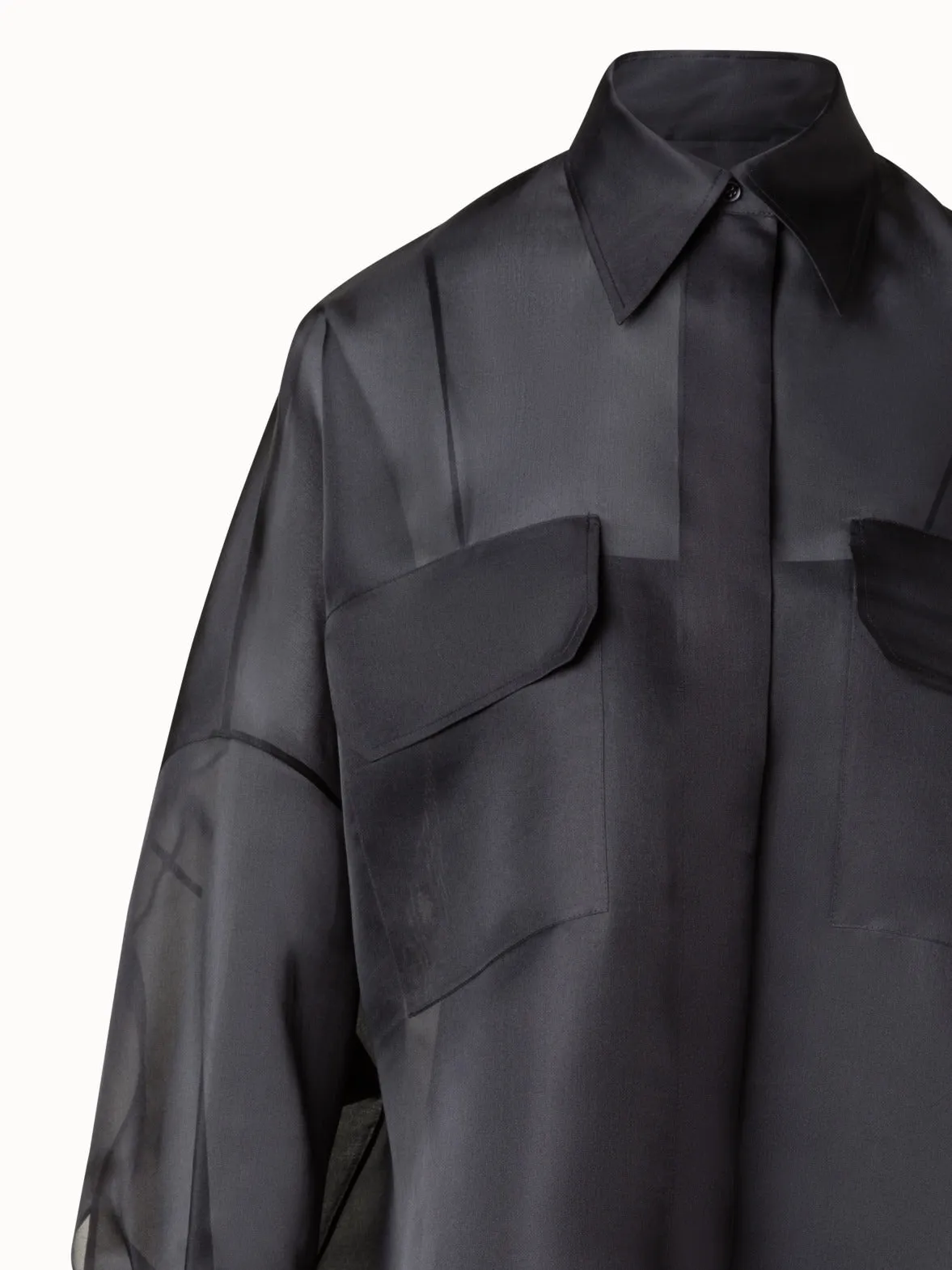 Oversized Semi-Sheer Silk Organza Shirt Blouse Akris