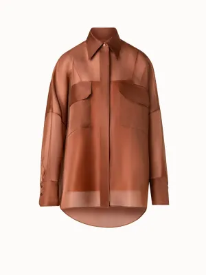 Oversized Semi-Sheer Silk Organza Shirt Blouse Akris