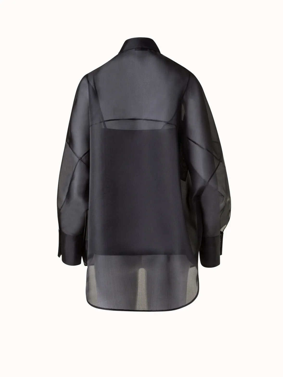 Oversized Semi-Sheer Silk Organza Shirt Blouse Akris