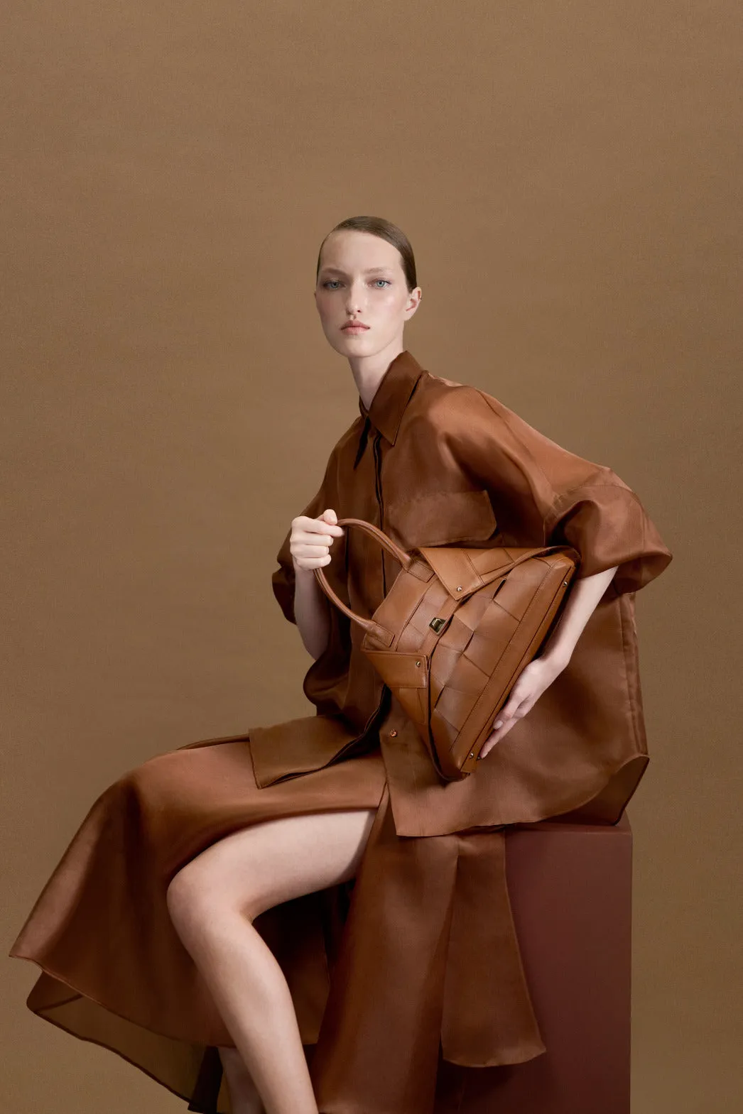 Oversized Semi-Sheer Silk Organza Shirt Blouse Akris