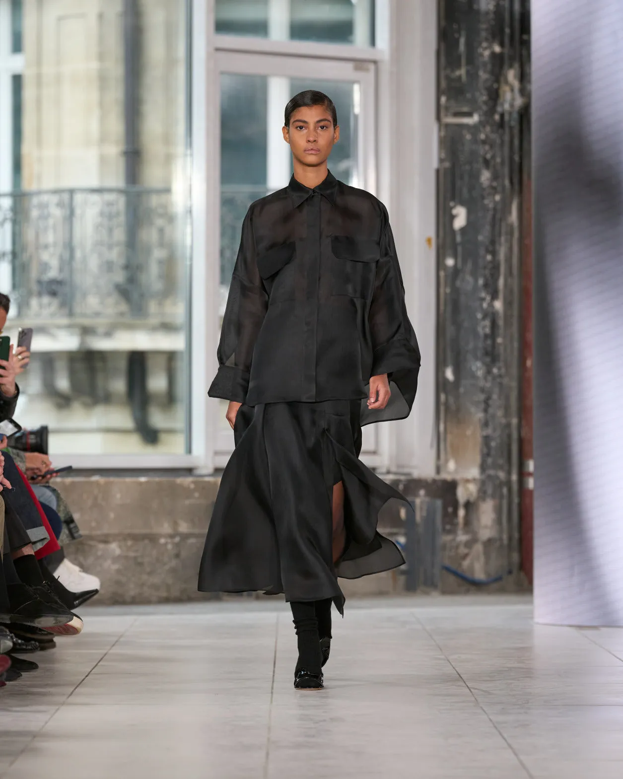 Oversized Semi-Sheer Silk Organza Shirt Blouse Akris