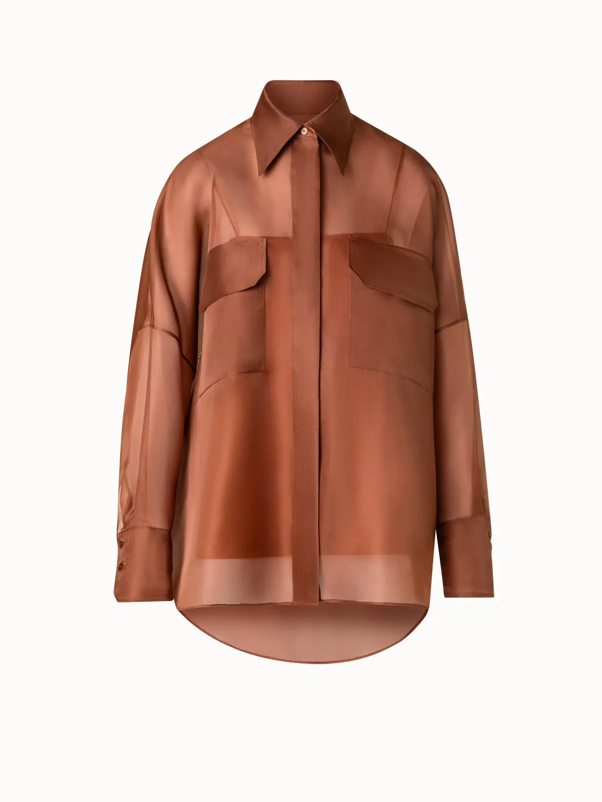Oversized Semi-Sheer Silk Organza Shirt Blouse Akris