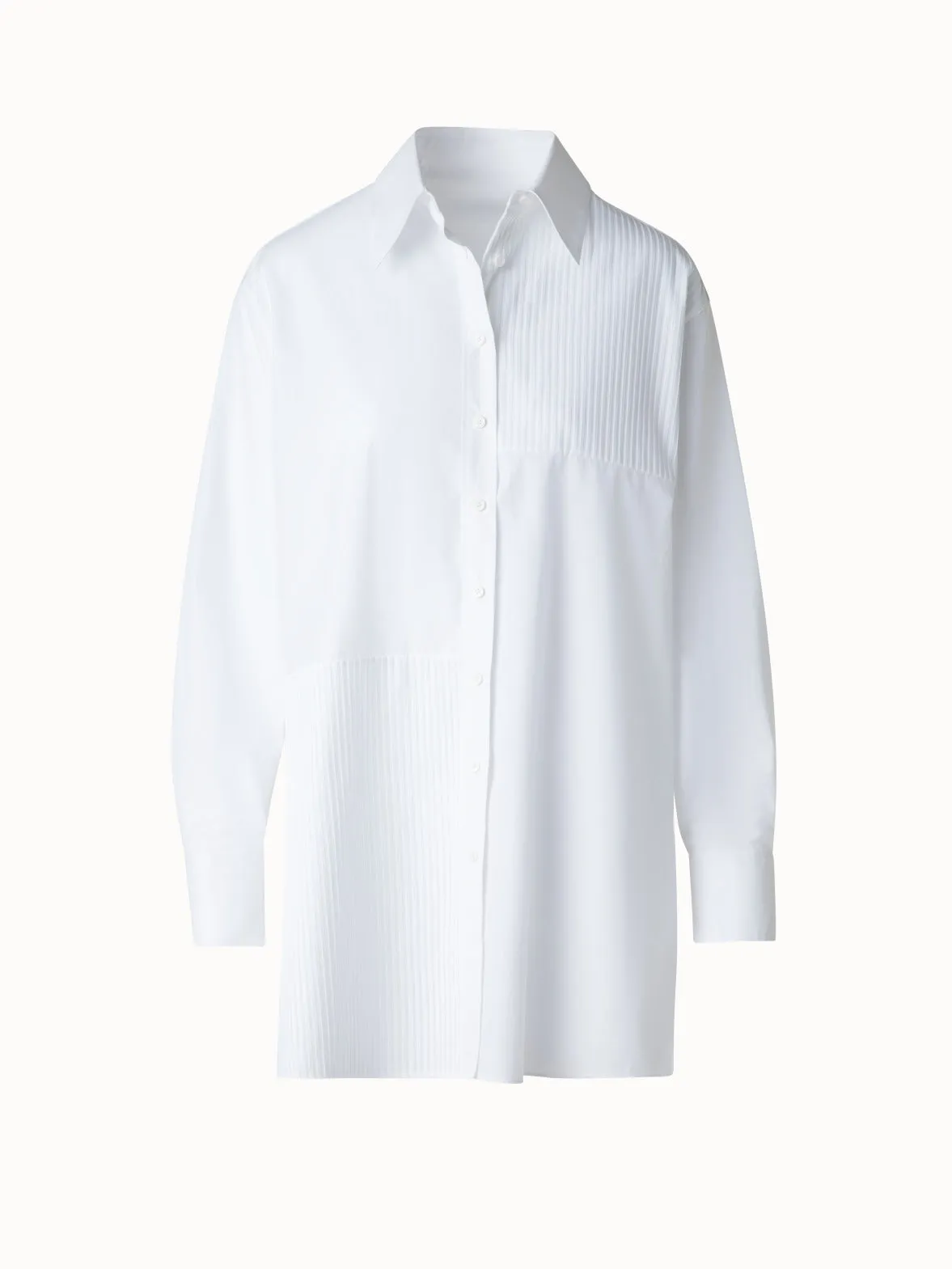 Oversized Shirt in Pleated Cotton Voile Akris