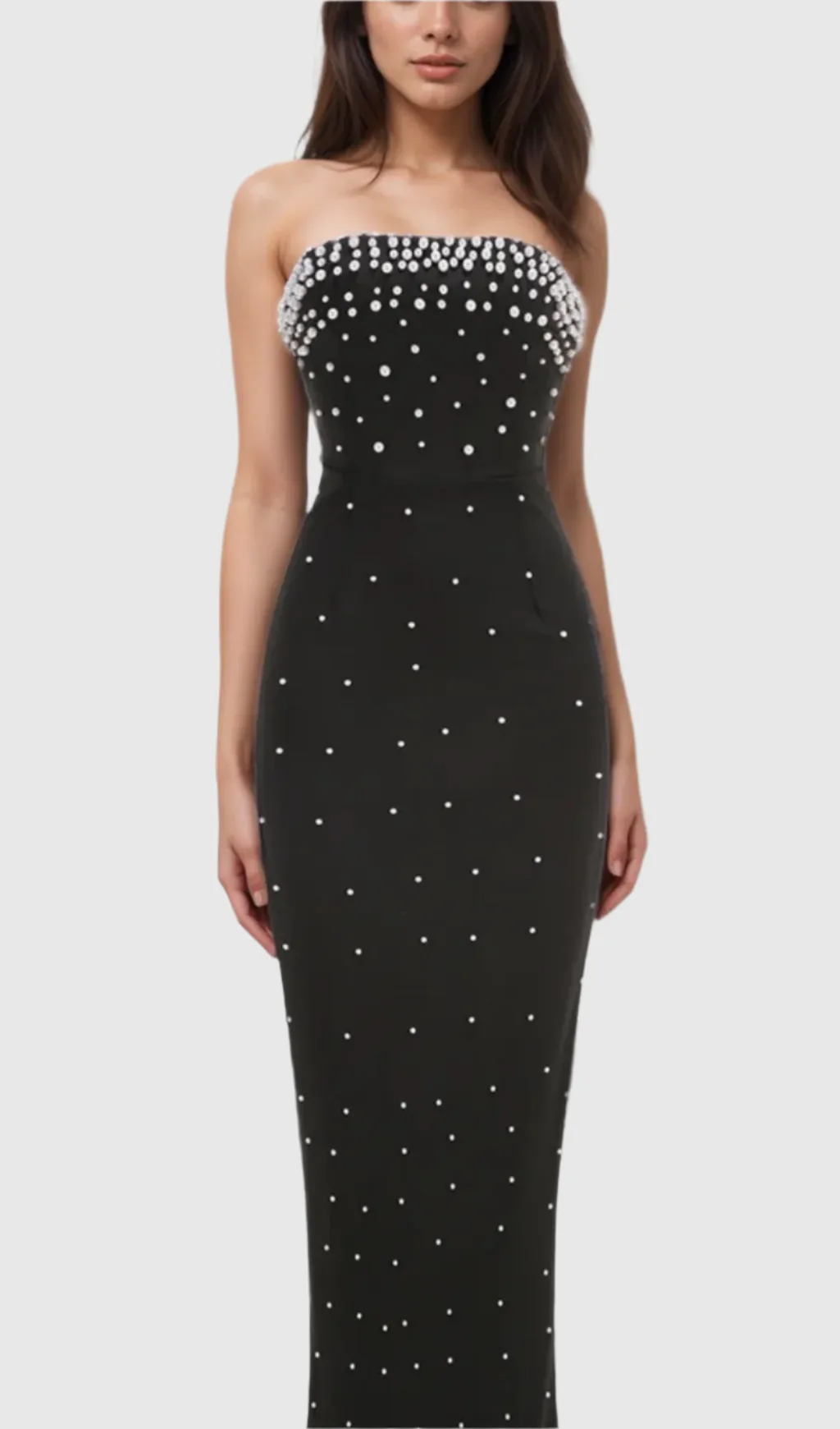 pearl-embellished strapless gown in black Gloria Lanvin
