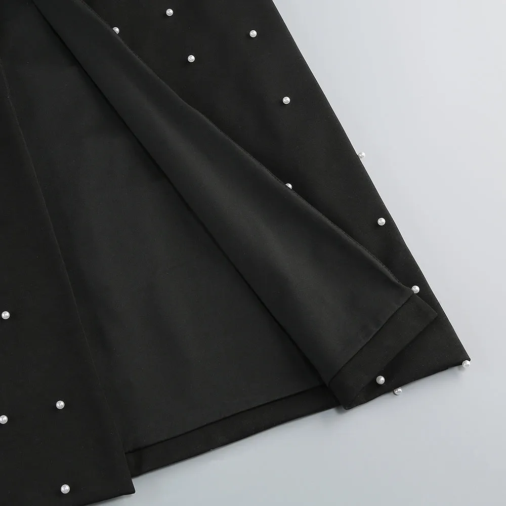 pearl-embellished strapless gown in black Gloria Lanvin