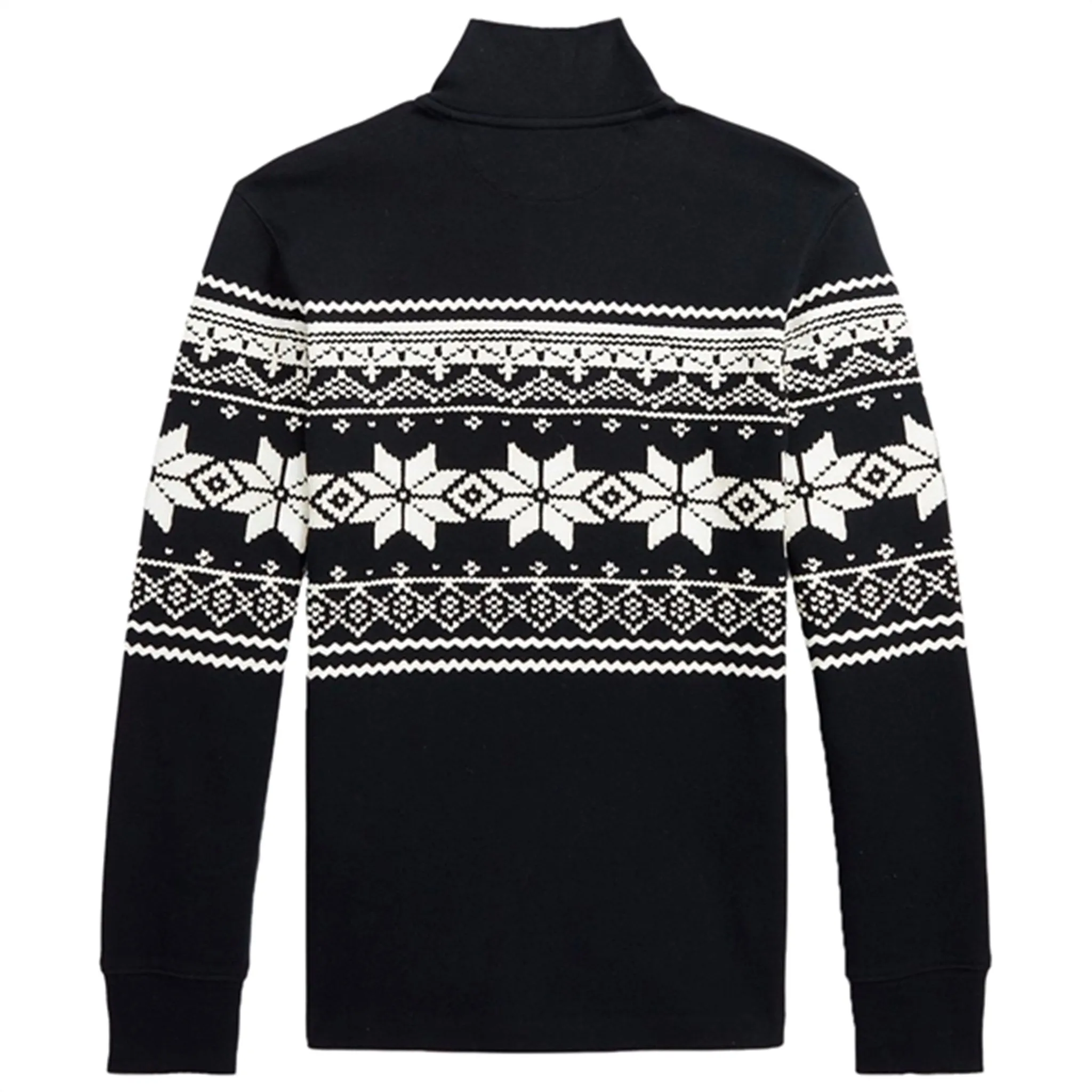 Polo Ralph Lauren Boy Fair Isle Zip Pullover Heritage Snowflake Polo Black
