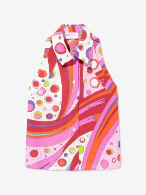 PUCCI Girls Fontane Print Sleeveless Blouse in Red