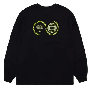 Purple Mountain Observatory Globe Logo L/S Tee Black