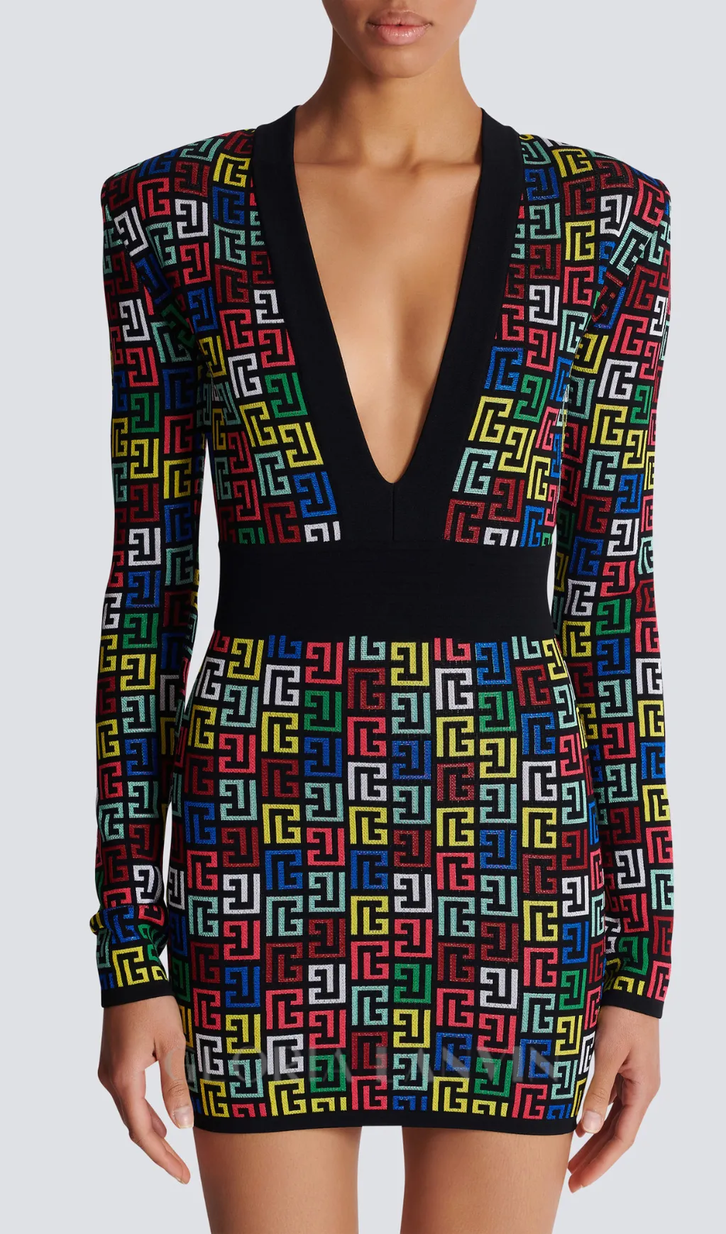 QUANNA MULTICOLOR MONOGRAM KNIT MINI DRESS Gloria Lanvin