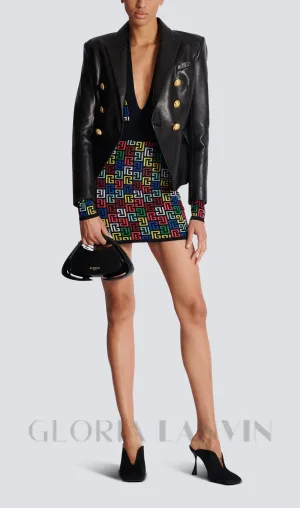 QUANNA MULTICOLOR MONOGRAM KNIT MINI DRESS Gloria Lanvin
