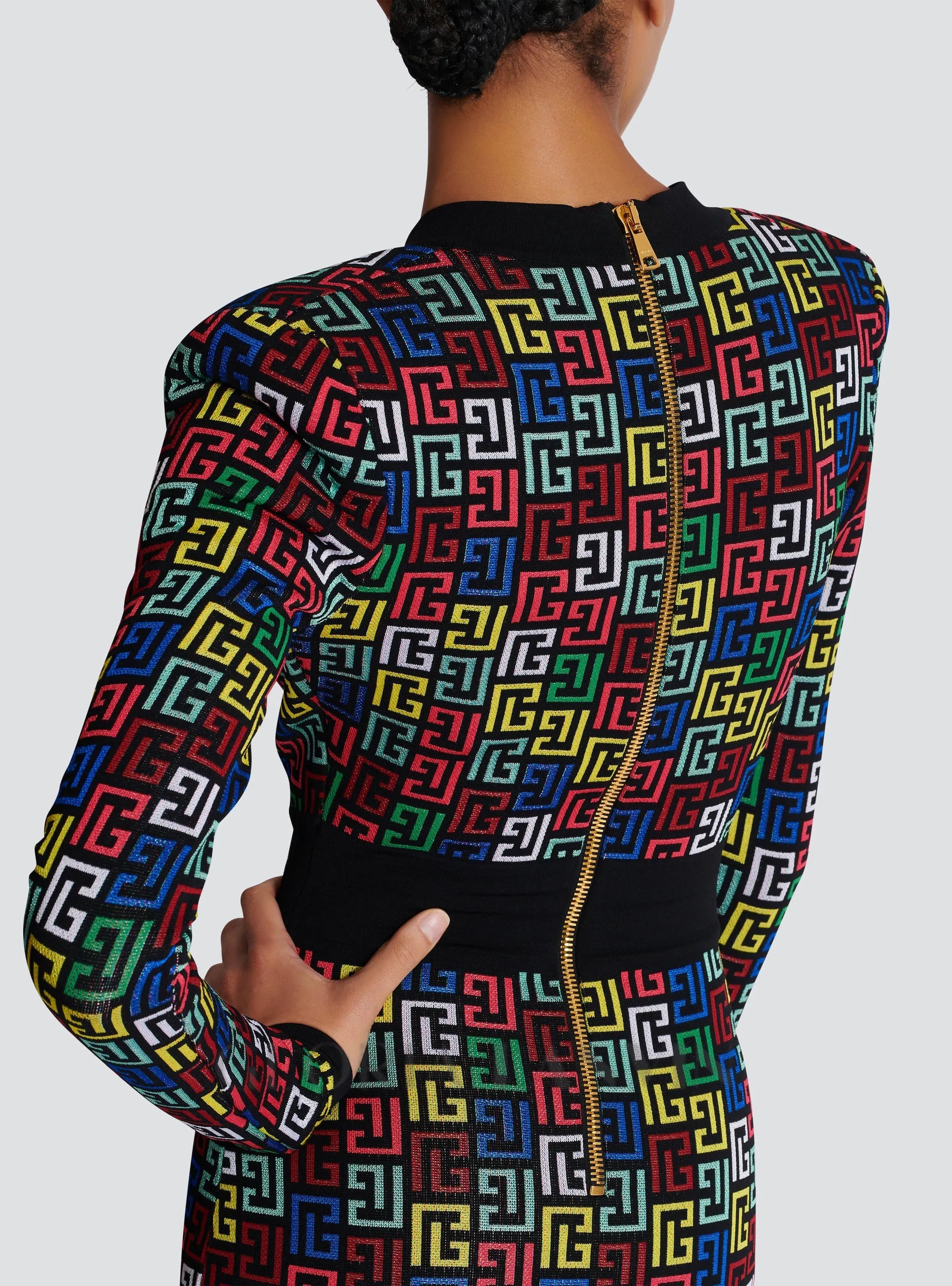 QUANNA MULTICOLOR MONOGRAM KNIT MINI DRESS Gloria Lanvin