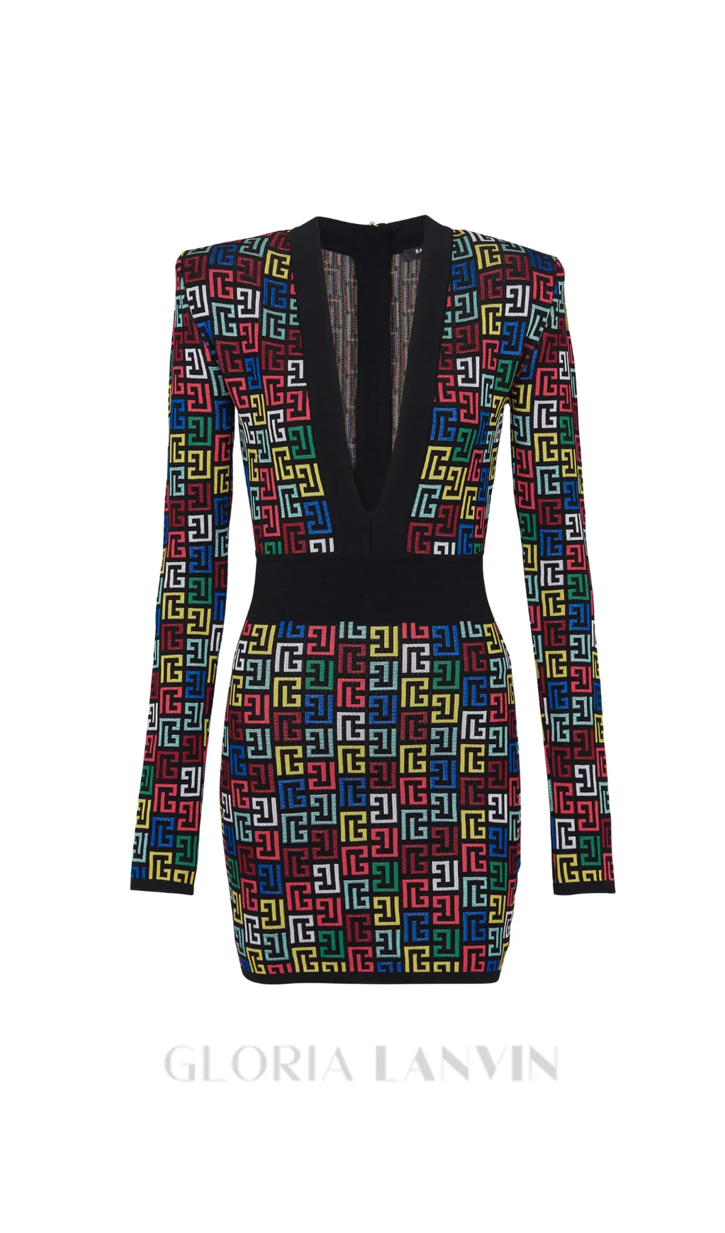 QUANNA MULTICOLOR MONOGRAM KNIT MINI DRESS Gloria Lanvin