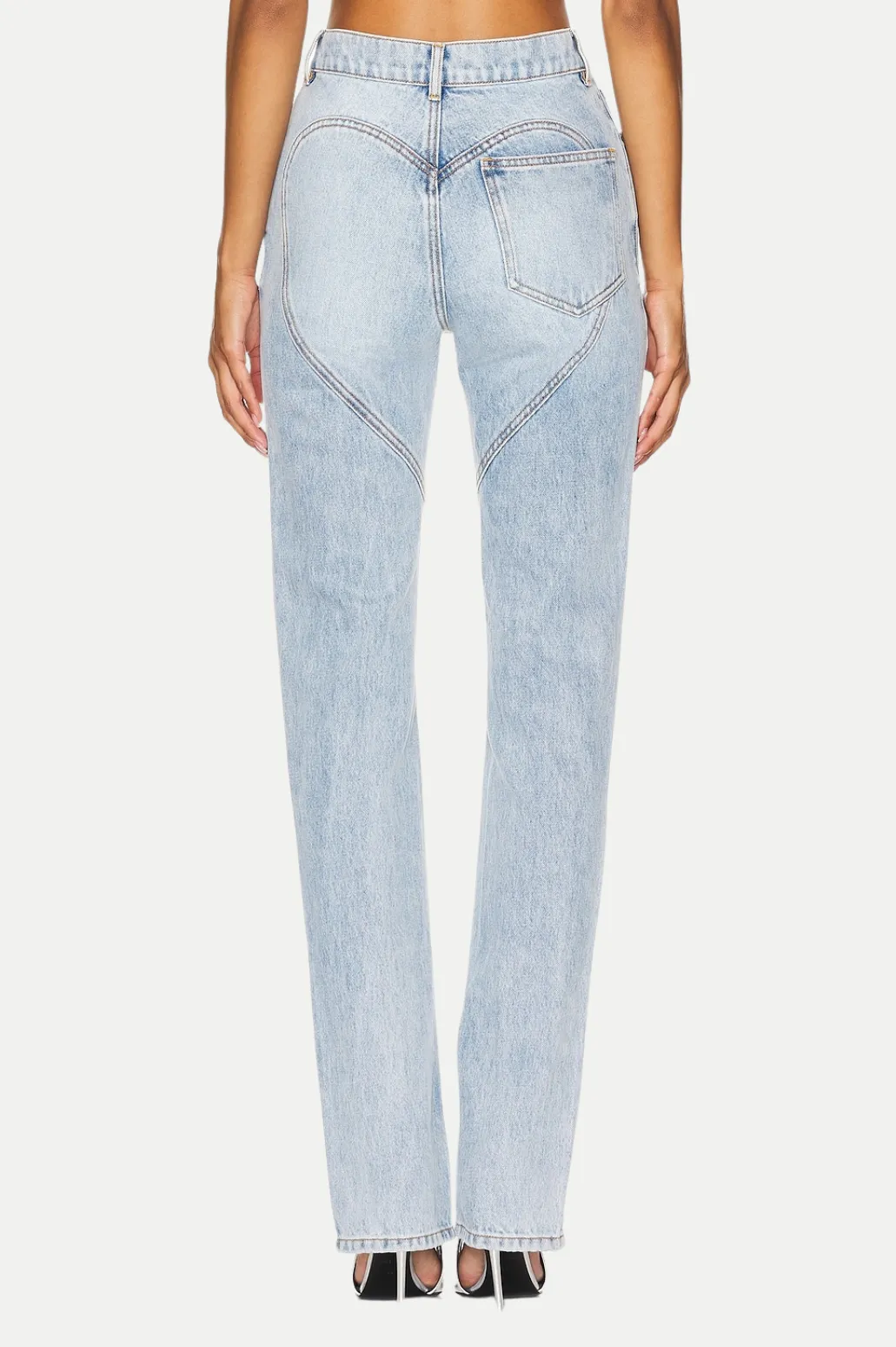 Quinta Floral Zip-Hem Skinny Jeans in pale blue Gloria Lanvin