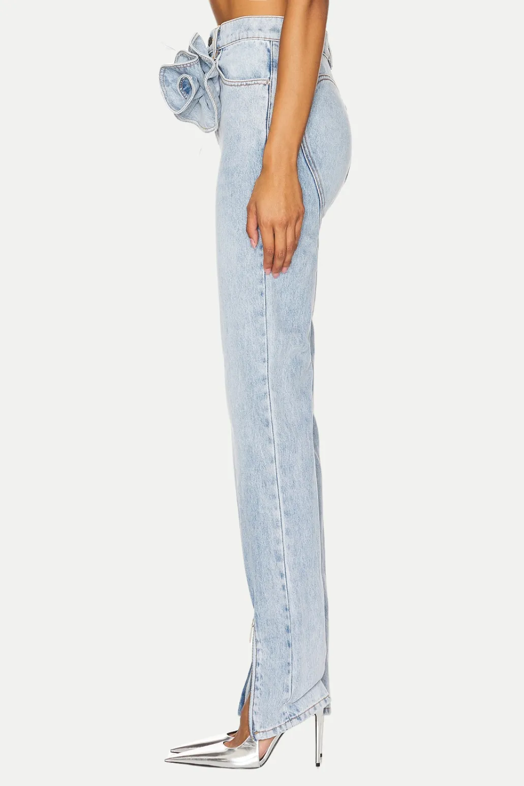 Quinta Floral Zip-Hem Skinny Jeans in pale blue Gloria Lanvin