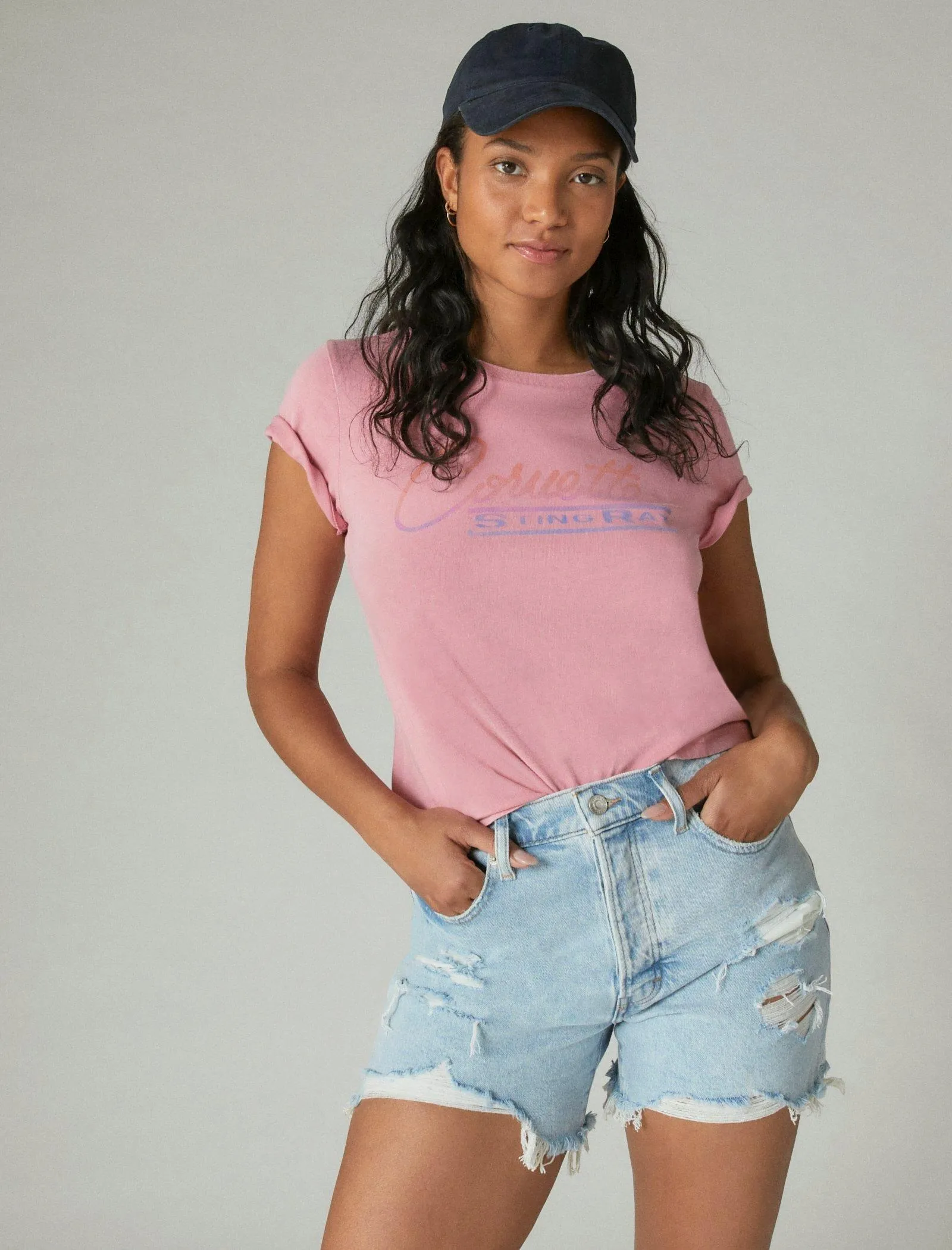 Reformation Lucky Brand Womens Corvette Sting Ray Classic Crew Tee