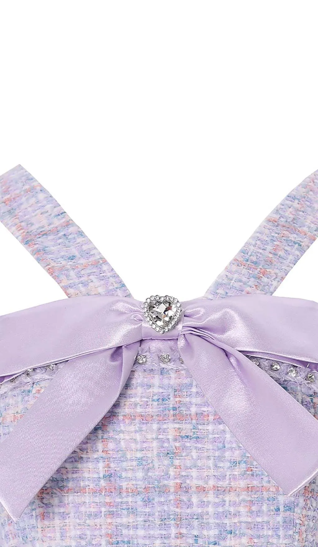 RHINESTONE BOWTIE TWEED MINI DRESS IN PURPLE Gloria Lanvin