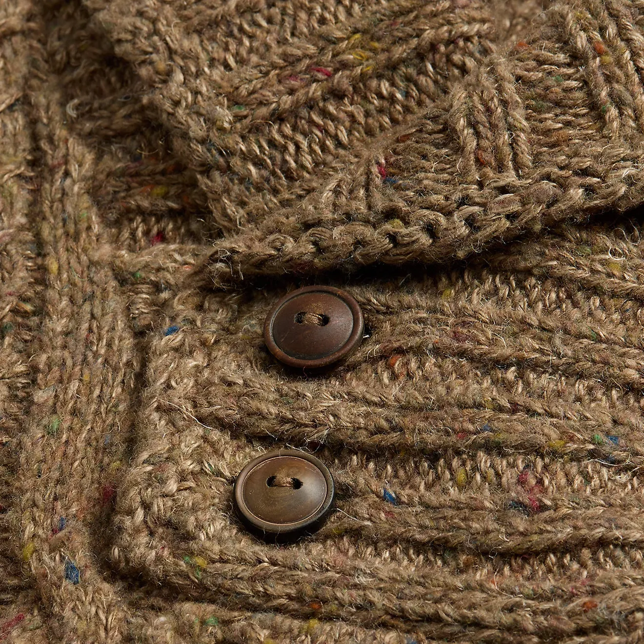 RRL by Ralph Lauren Aran-Knit Shawl-Collar Jumper Brown Heather