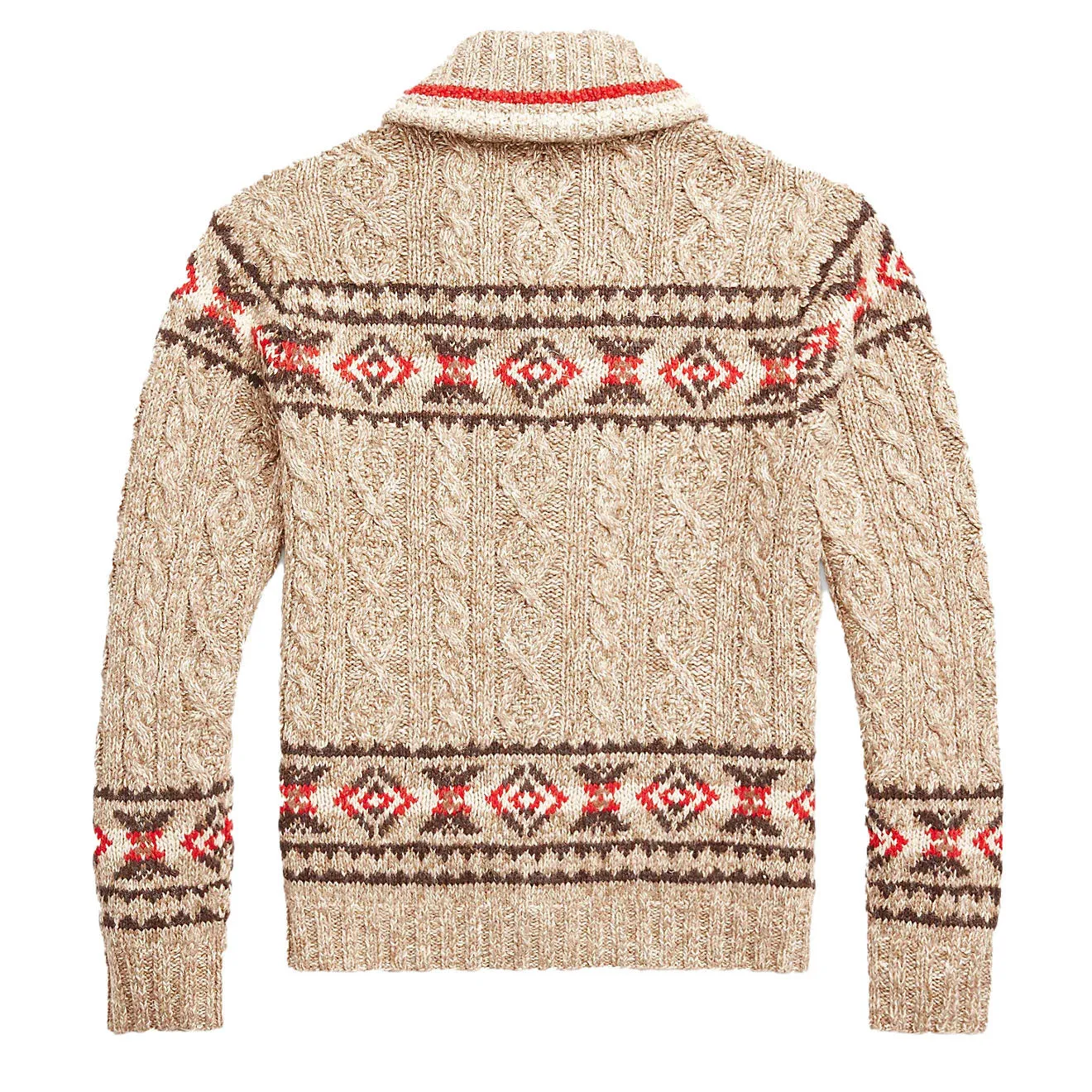 RRL by Ralph Lauren Hand-Knit Linen-Blend Cardigan Brown Multi