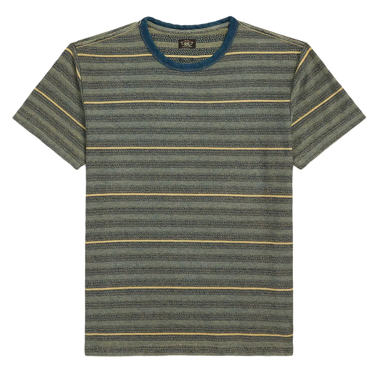RRL By Ralph Lauren Indigo Striped Jacquard T-Shirt Cream/Multi