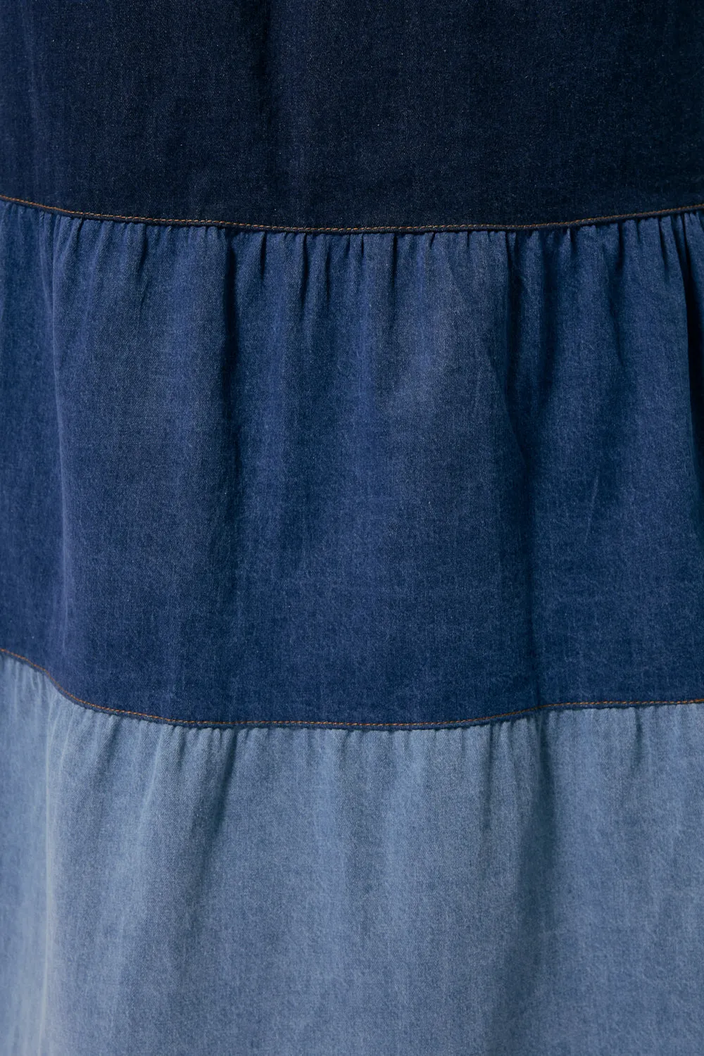 Sabre Denim Collared Dress in Patchwork Adrift