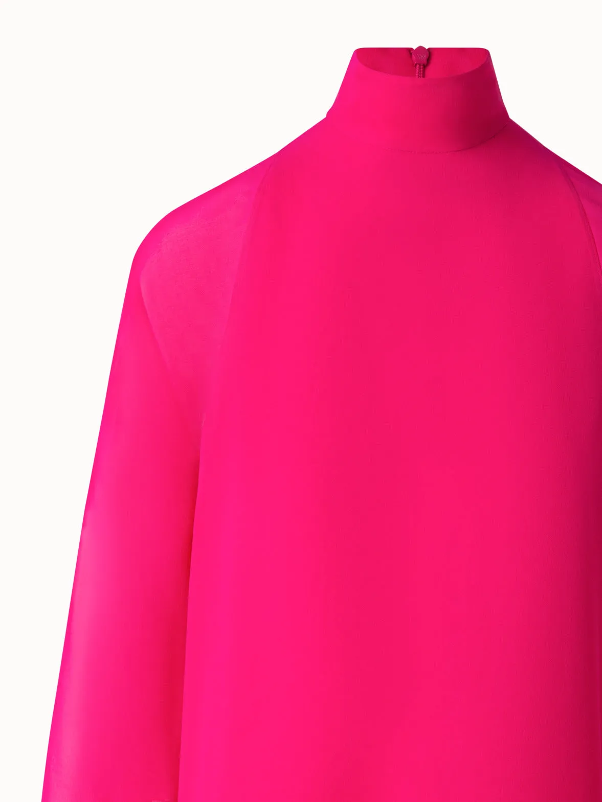 Semi-Sheer Mock Neck Blouse in Silk Georgette Akris