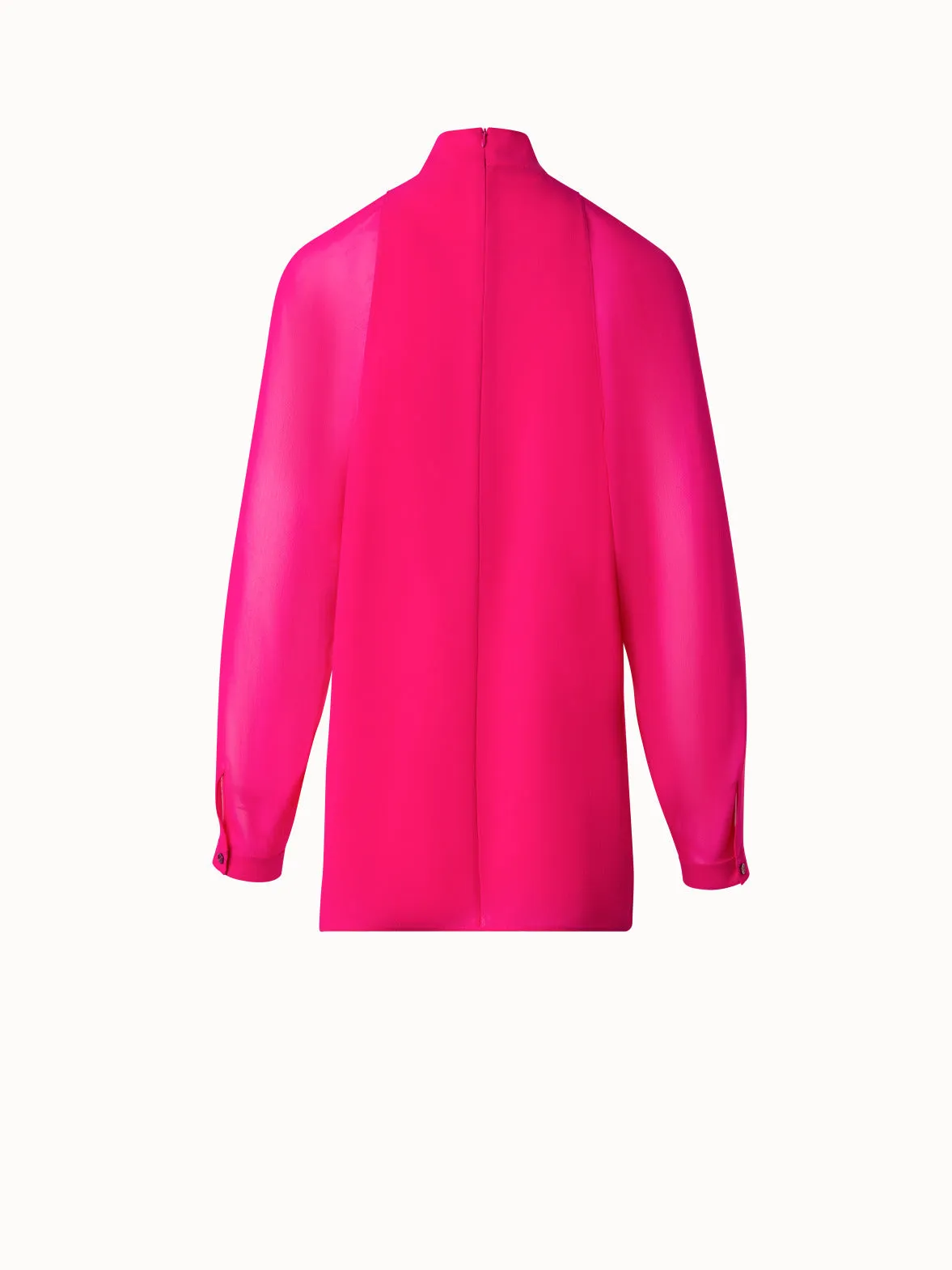 Semi-Sheer Mock Neck Blouse in Silk Georgette Akris