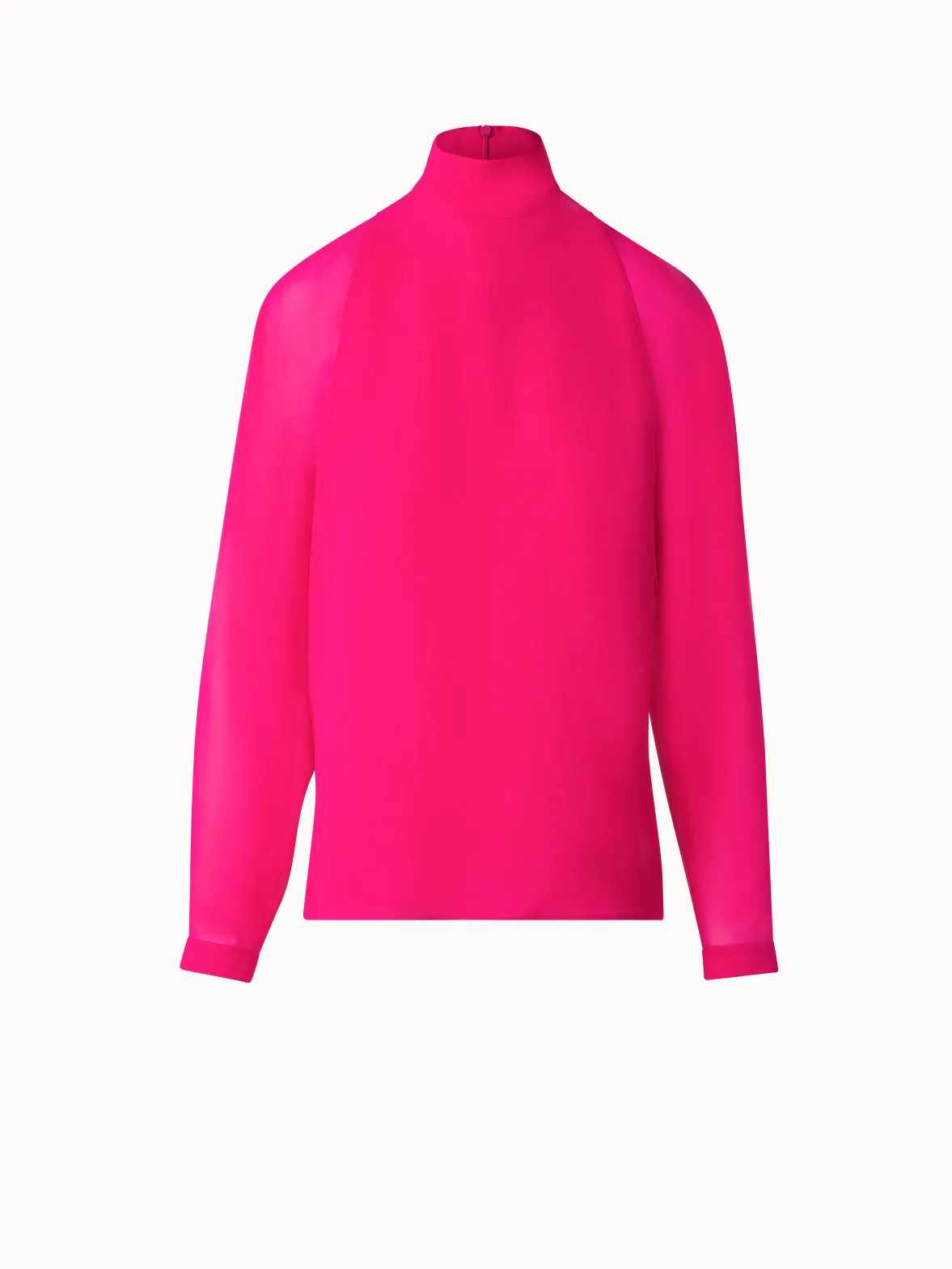 Semi-Sheer Mock Neck Blouse in Silk Georgette Akris